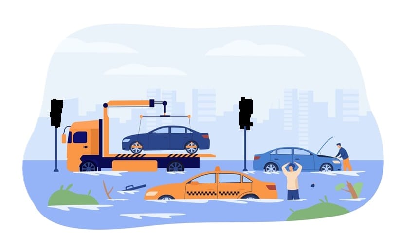 Flood-affected car for damage assessment