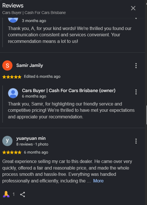 Customer review image for Cars Buyer Brisbane